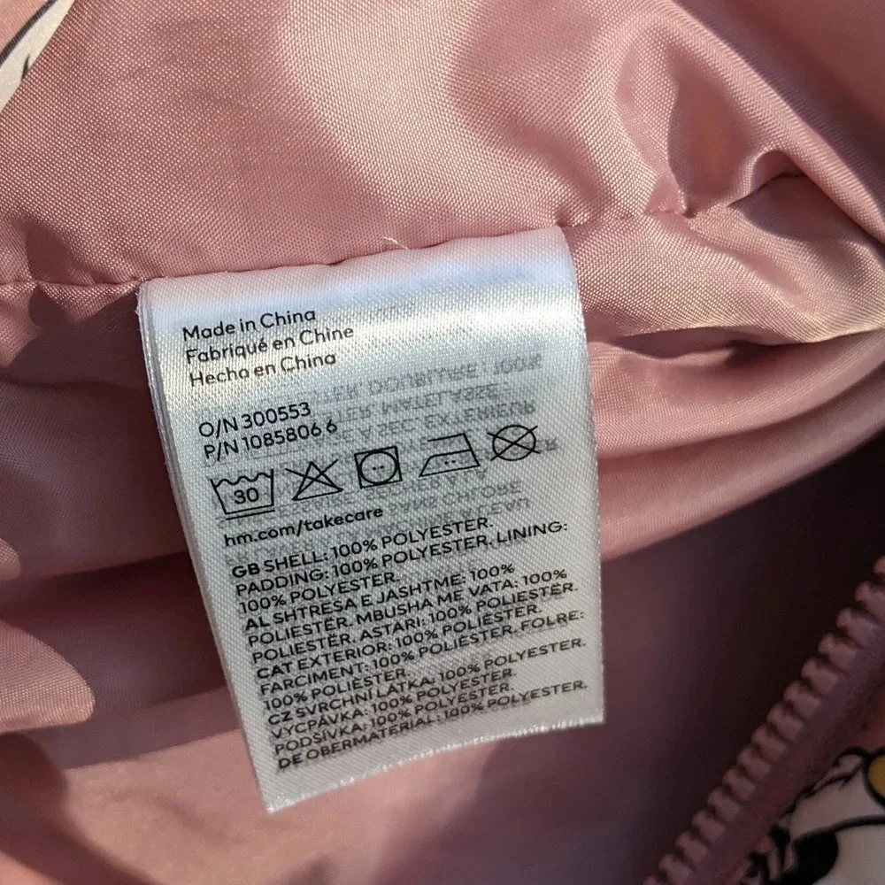 Baby Girls H&M Minnie Mouse Patterned Puffer Jacket